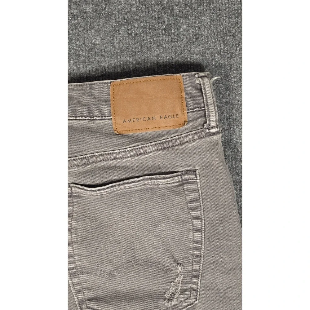 American Eagle AirFlex+ Distressed Jeans 36x30 Gray Slim Stretch